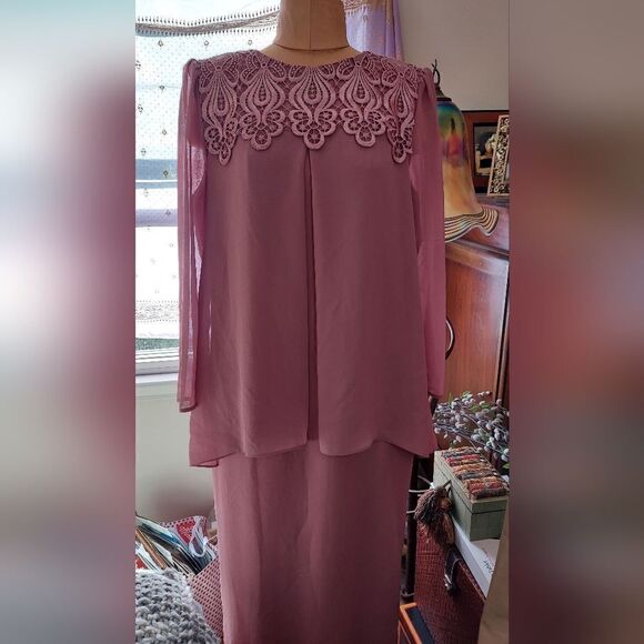 NWT Jessica McClintock Chiffon Formal Maxi Dress Size 8 Valentines Day - Picture 11 of 14